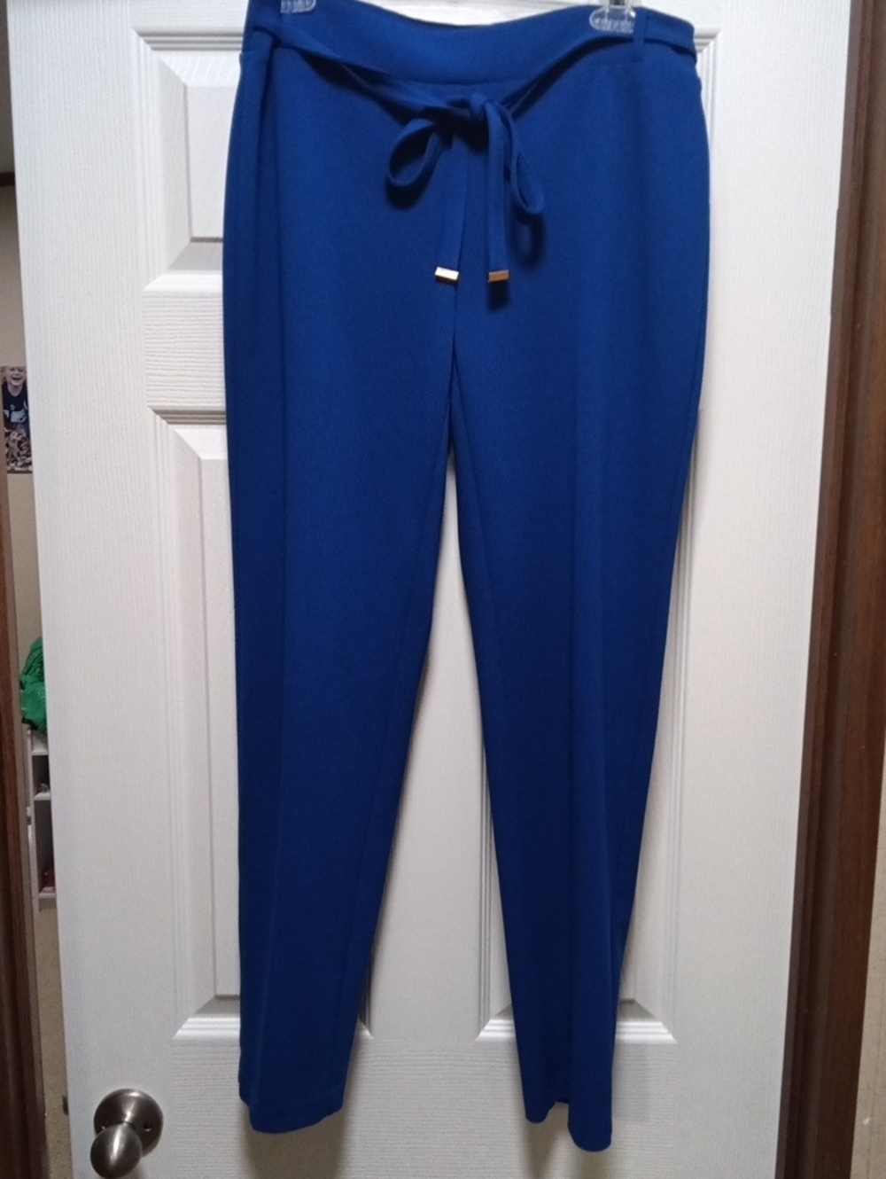 NYCC Women's Size 8  Blue Pull-on Dress Pants With Faux Front Tie